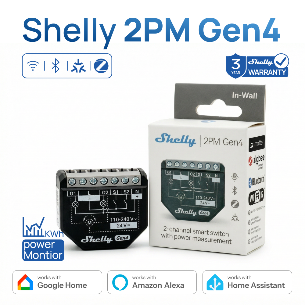 Shelly 2PM Gen4 Zigbee 2 Chann - Shelly Relay Module reseña y precio