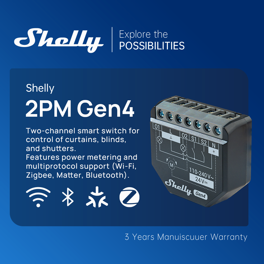 Shelly 2PM Gen4 Zigbee 2 Chann - Shelly Relay Module reseña y precio