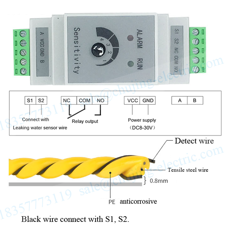 1 set Din liquid Water Leakage - Water Leak Detector Wired reseña y precio
