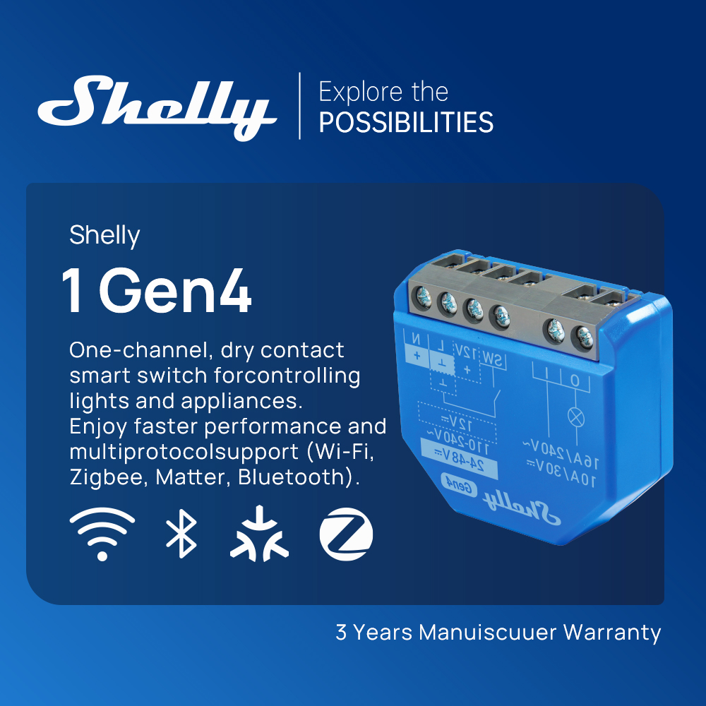 Shelly 1 Gen4 Zigbee Dry Conta - Shelly Relay Module reseña y precio