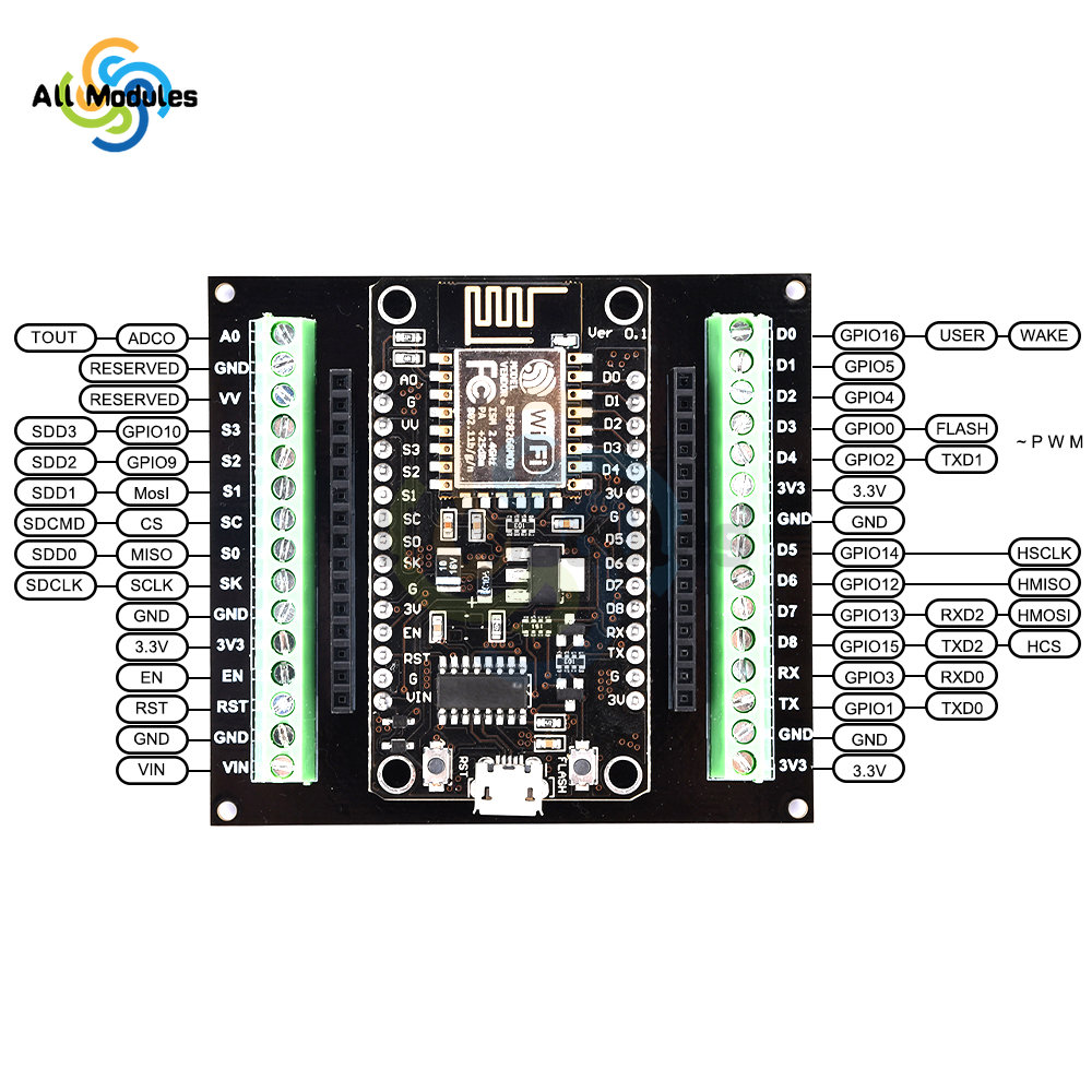 NodeMCU V3 ESP8266 ESP-12E WIF - Esp8266 Nodemcu Board reseña y precio