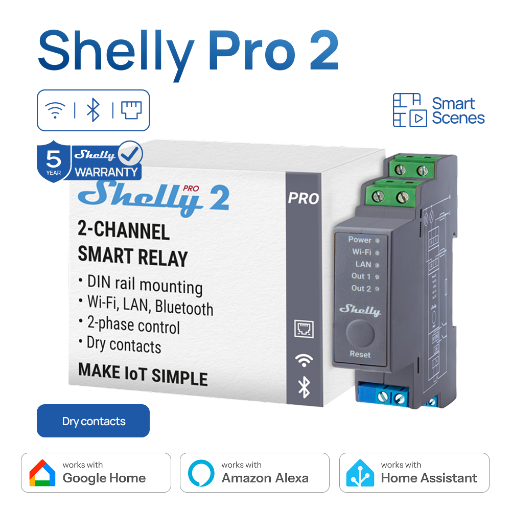 Shelly Pro 2 WiFi 2Channel Sma - Shelly Relay Module reseña y precio