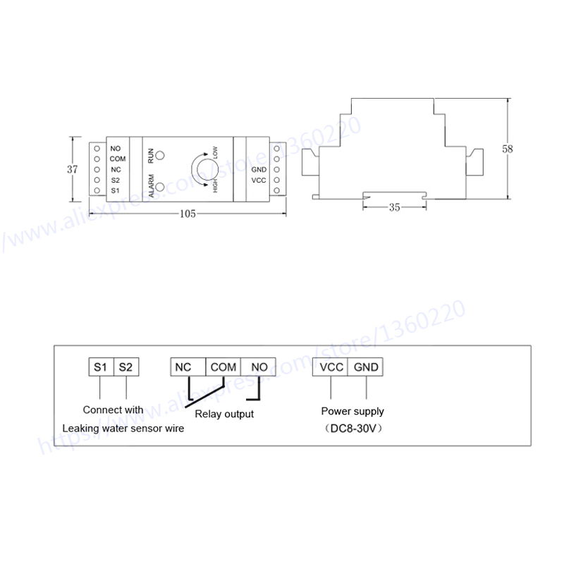 with 2m sensor wire 35mm Din l - Water Leak Detector Wired reseña y precio