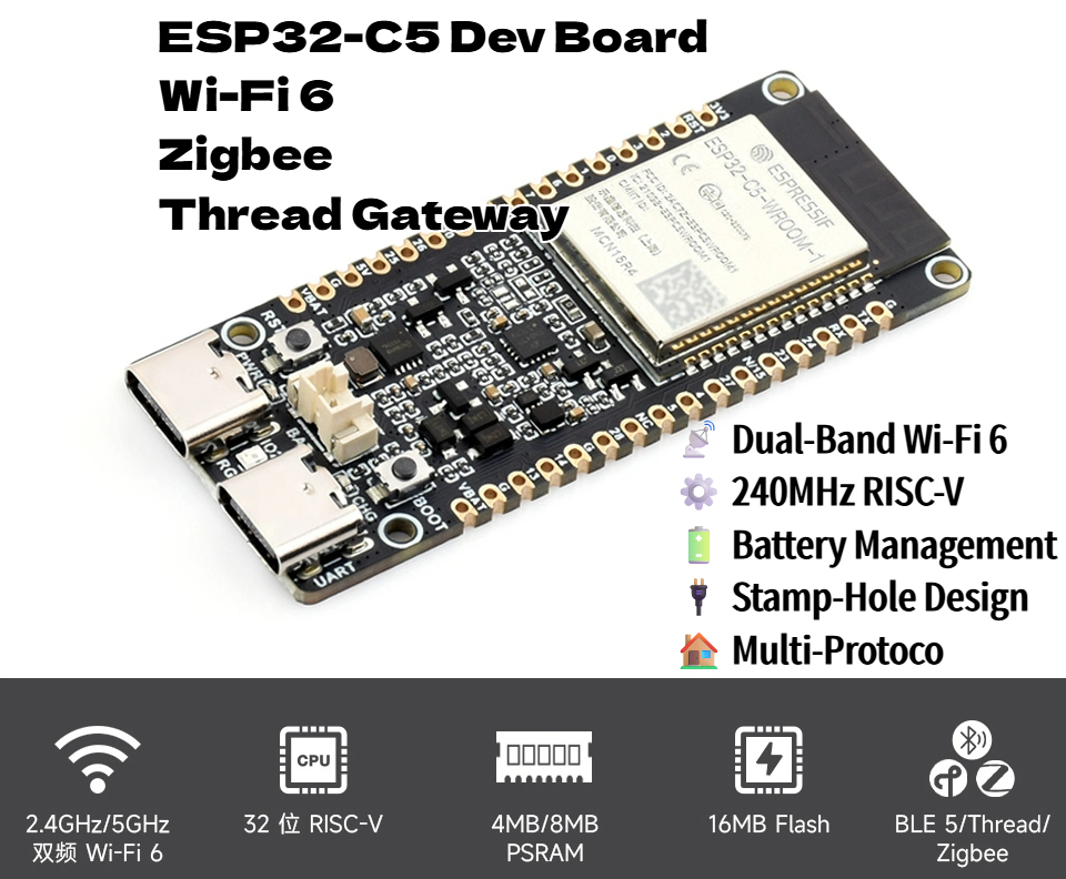 ESP32-C5 Dual-Band Wi-Fi 6 & B - Matter Hub Thread reseña y precio