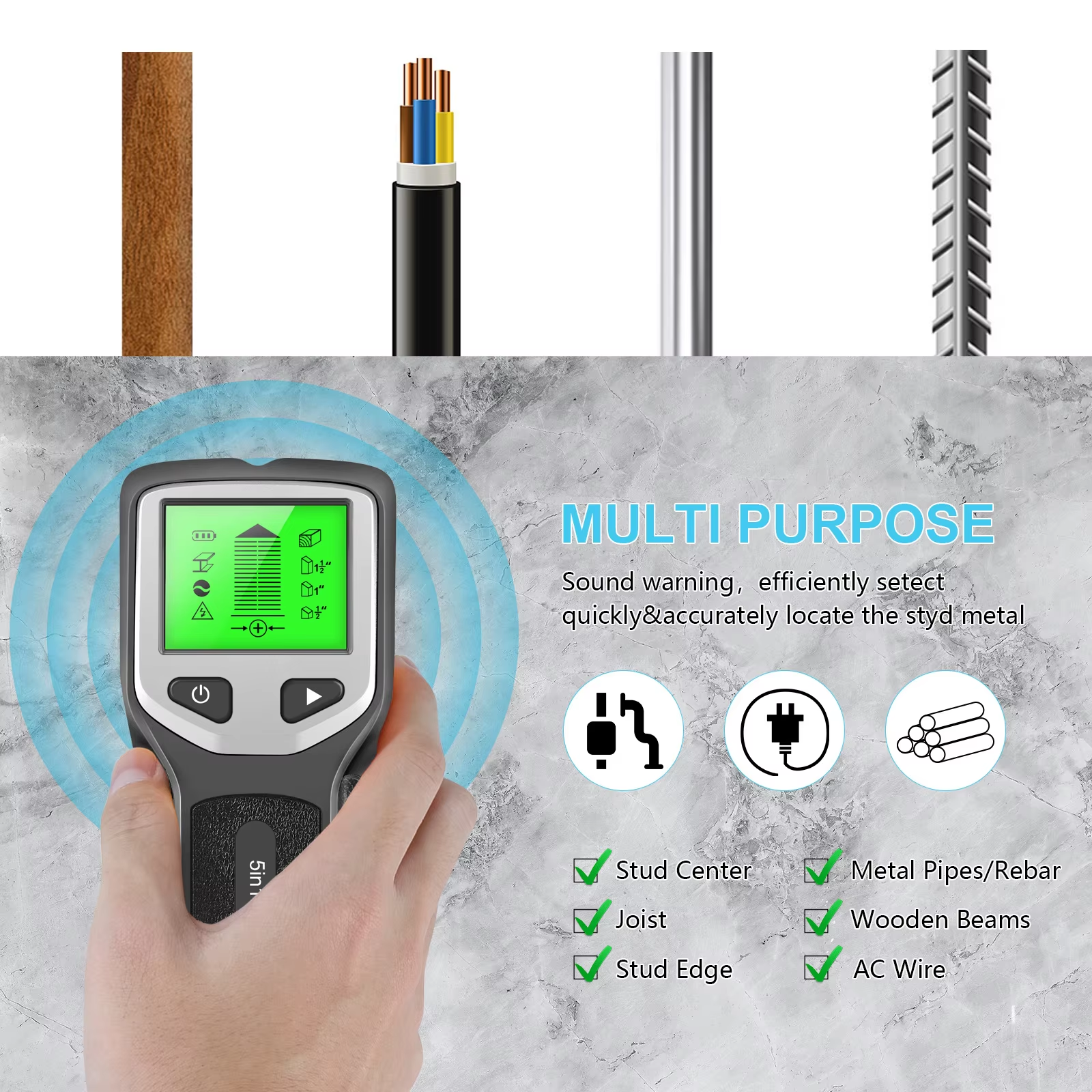 New 5-In-1 Wall Detector Handh - Water Leak Detector Wired reseña y precio